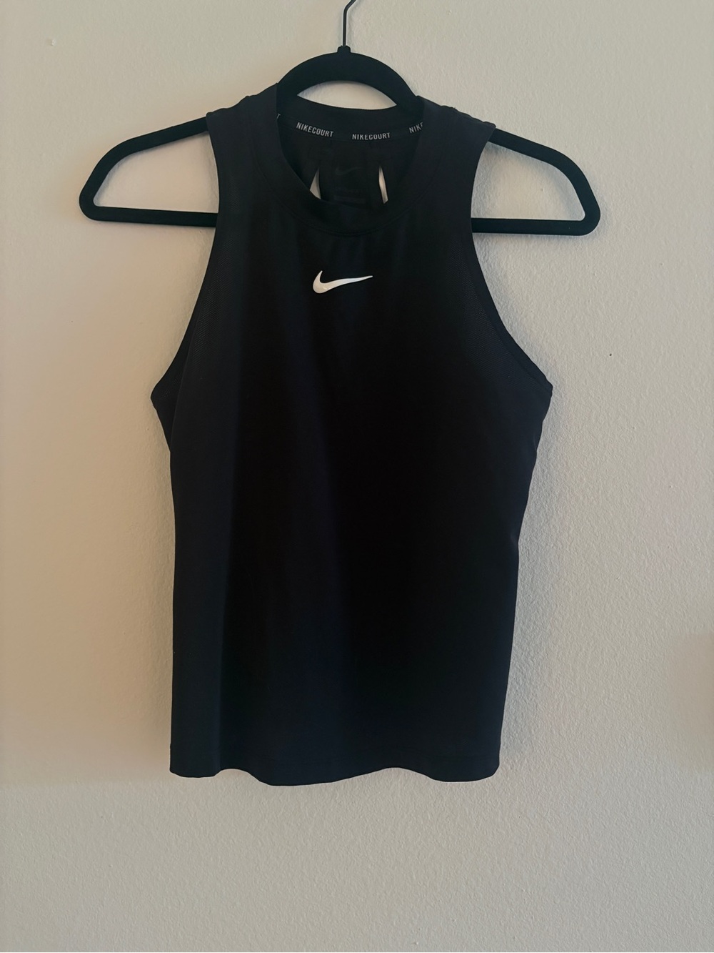 Nike Black High-Neck Sleeveless Tank with White Swoosh